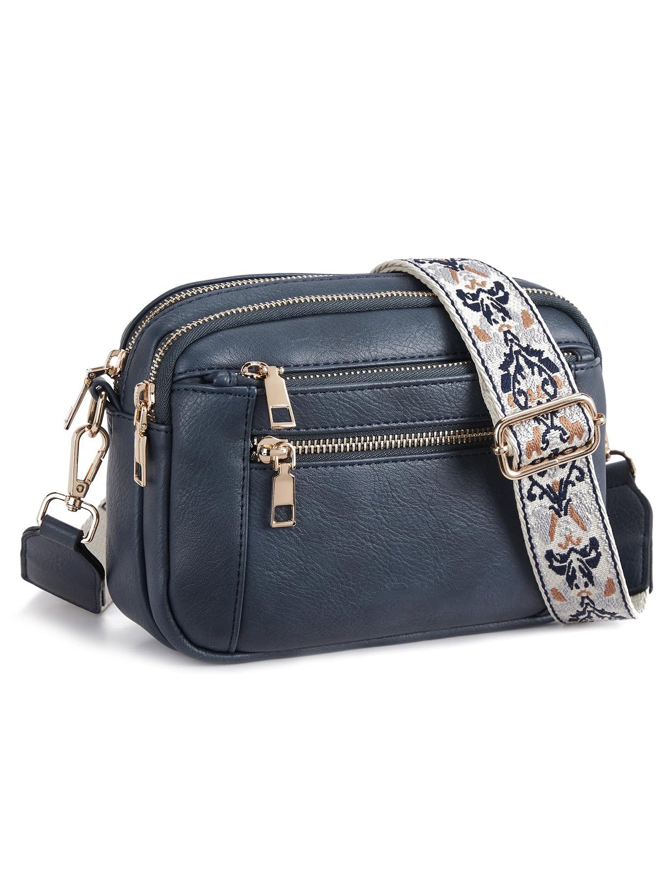 Small Crossbody Purse for Women Triple Zip, Color Matching Multifunctional Zipper Crossbody Bag, Small Square Bag PU Shoulder Bag, - SJB-DIAMOND ELITES