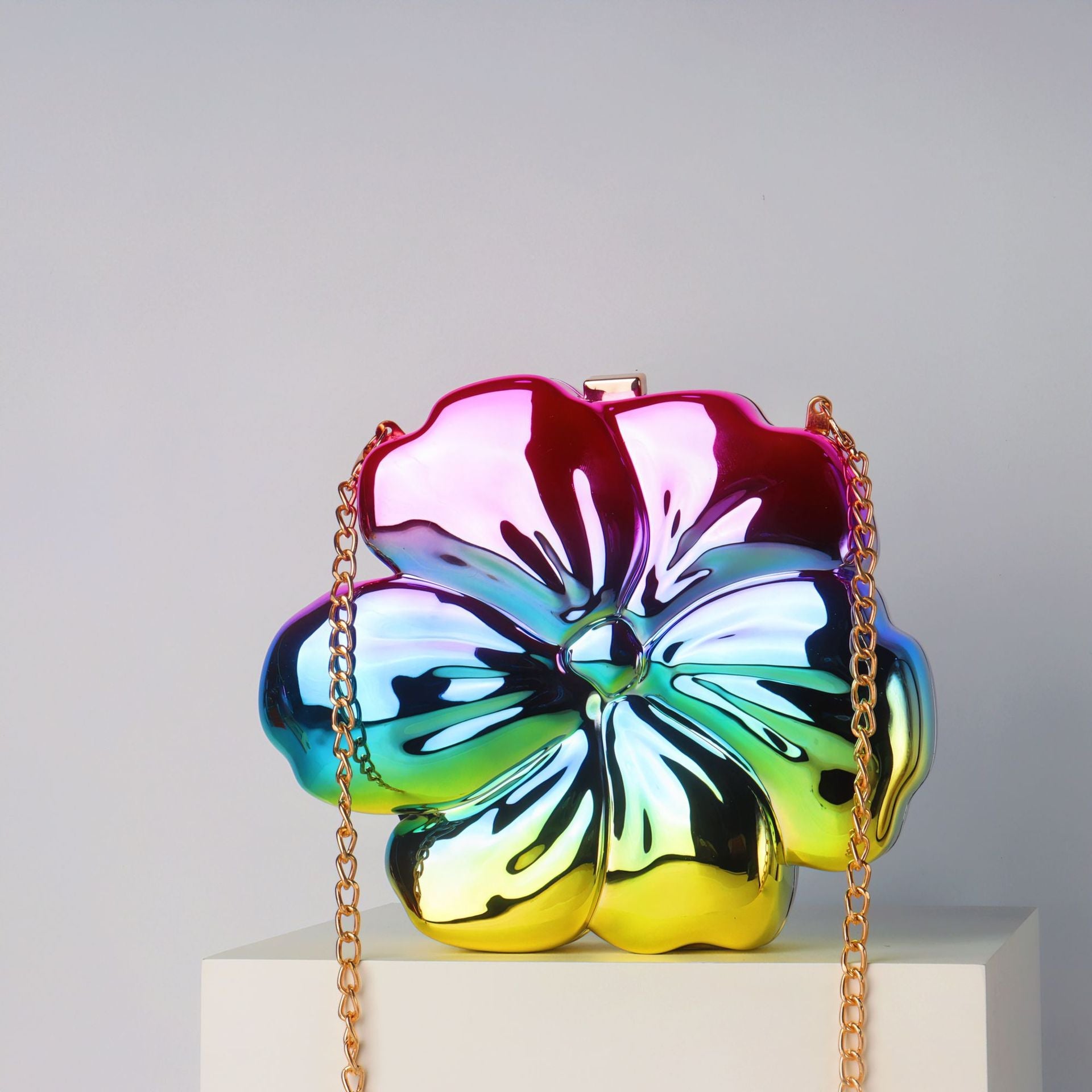 Elegant Flower Gold Acrylic Bag – Mini Dinner Bag & Prom Bag for Weddings, Parties, and Evenings – Stylish Clutch Purse with Glamorous Floral Design - SJB-DIAMOND ELITES