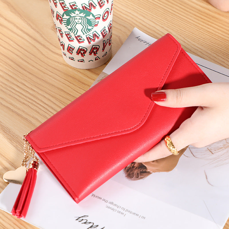 Wallet women's long, fringed three-fold flip clutch bag, simple women's wallet evening - SJB-DIAMOND ELITES
