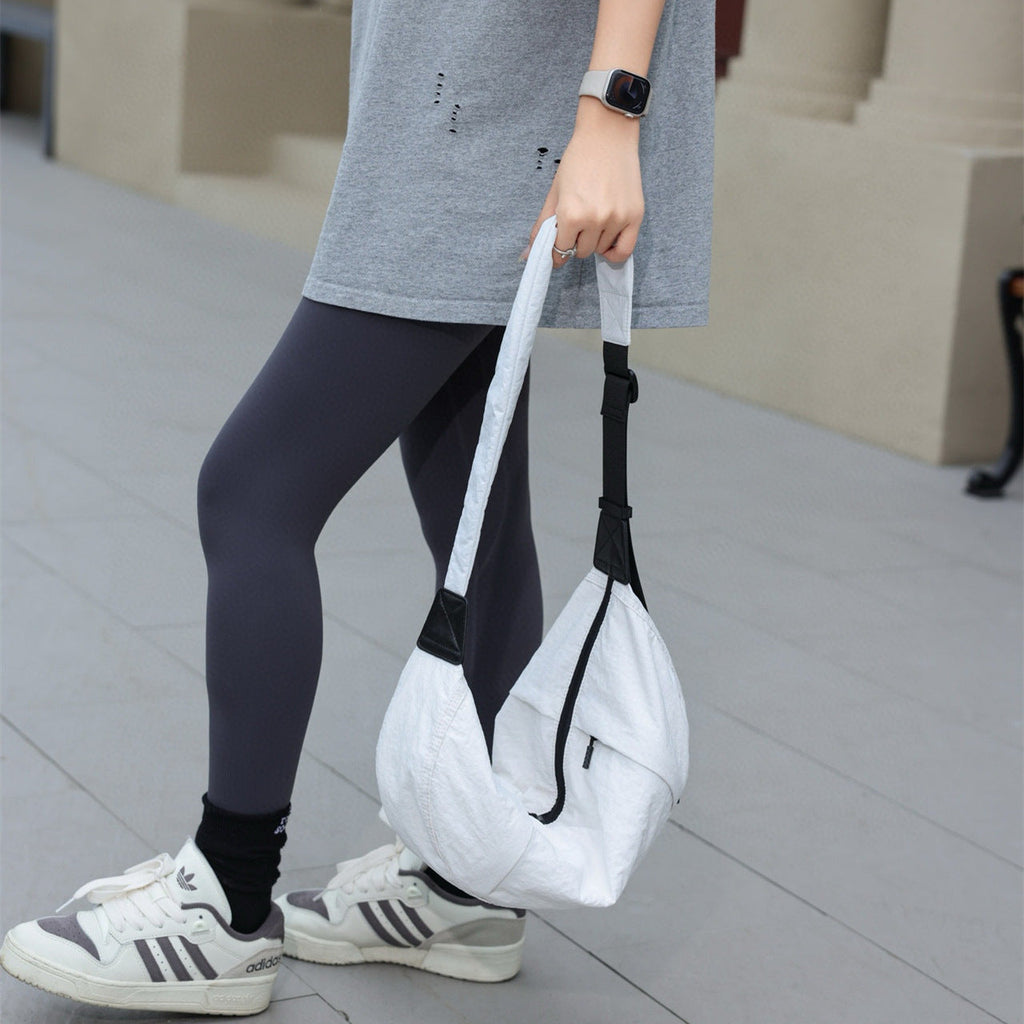Casual Versatile Crossbody Canvas Bag, Wide Shoulder Strap Single Shoulder Messenger Bag, Dumpling Bag Simple Style Unisex, Moon Bag, Light Space Cloth Bag - SJB-DIAMOND ELITES