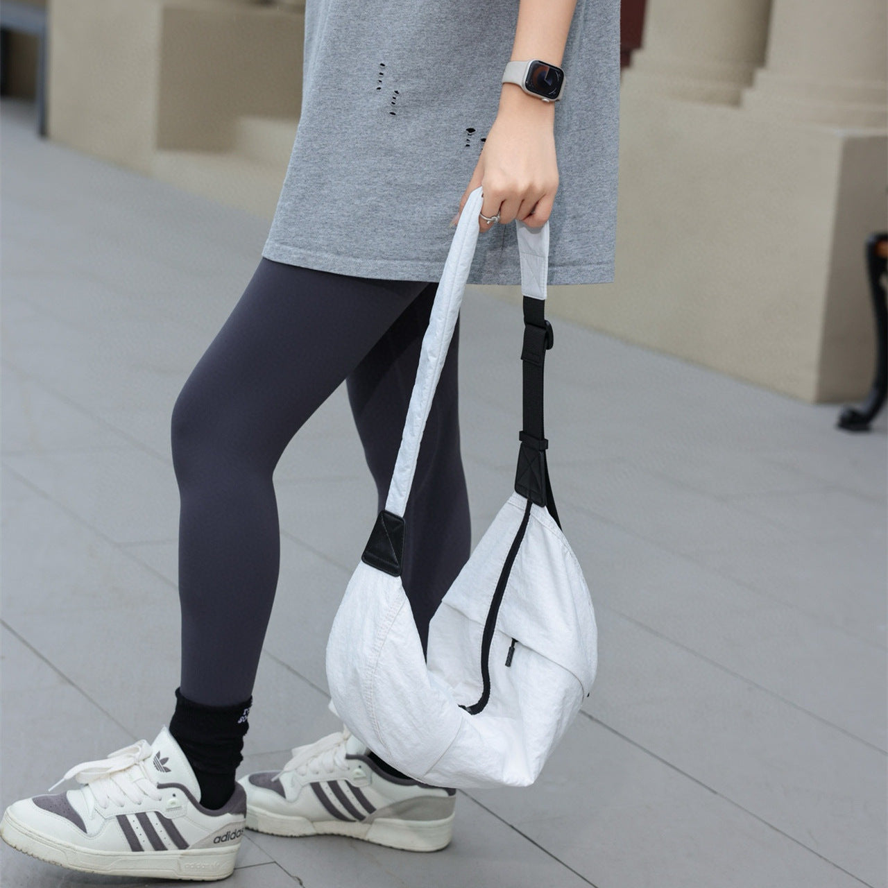 Casual Versatile Crossbody Canvas Bag, Wide Shoulder Strap Single Shoulder Messenger Bag, Dumpling Bag Simple Style Unisex, Moon Bag, Light Space Cloth Bag - SJB-DIAMOND ELITES