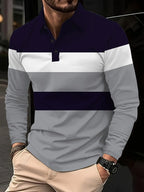 Men's Button Casual Slim Lapel 3D Printed Long Sleeve