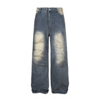 Wide Leg Straight Waste Soil Wind Contrast Color Inkjet Jeans Men Lootquake LLC