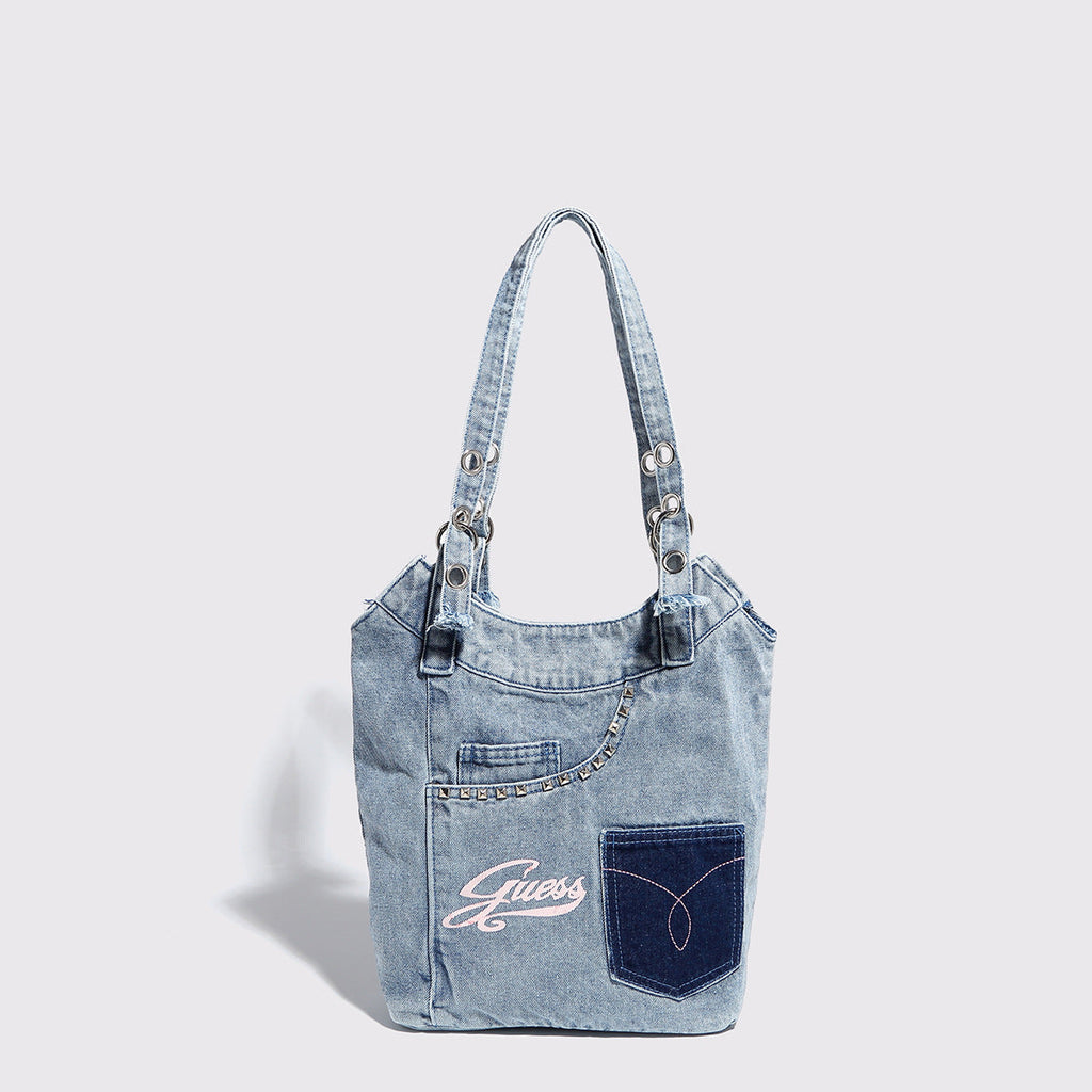 Washed denim underarm bag, Spice girl sweet cool retro hobo bag, fashionable splicing shoulder bag, versatile hobo women's bag - SJB-DIAMOND ELITES