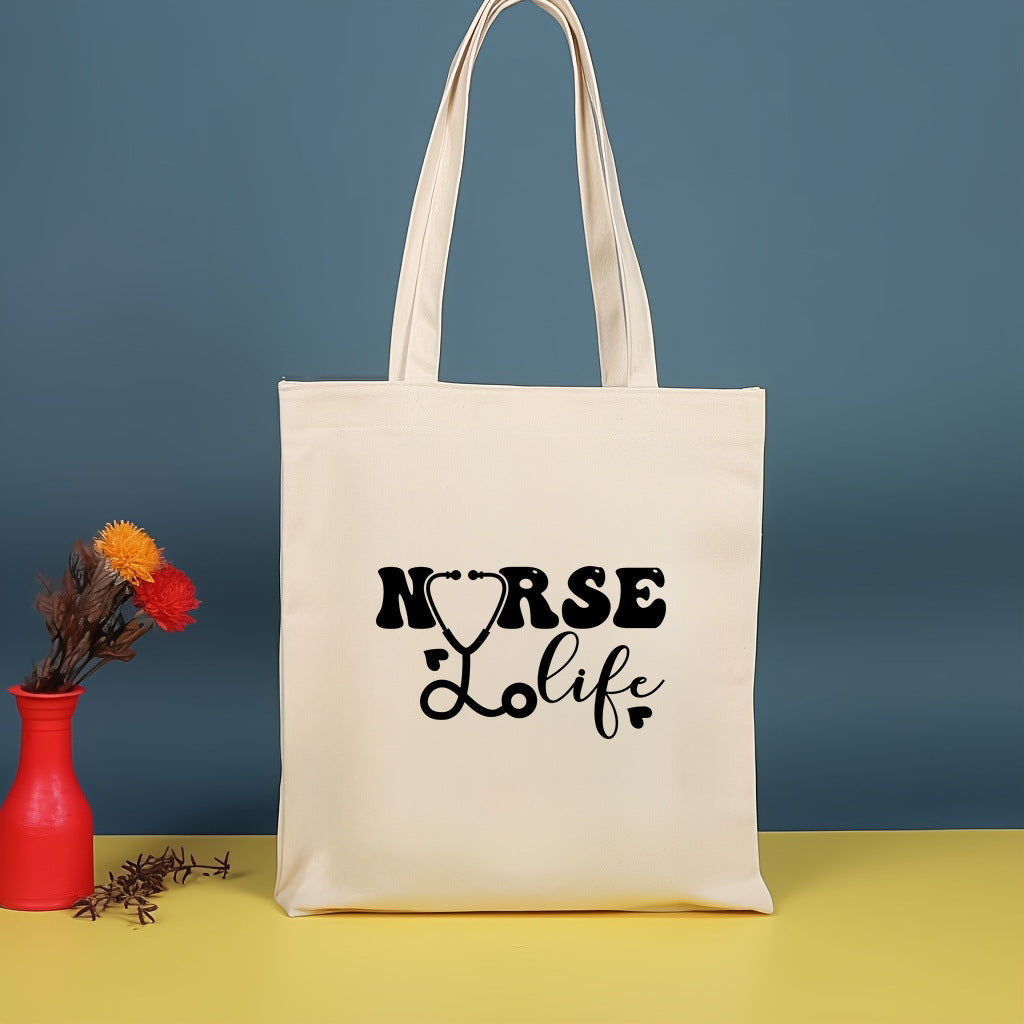Canvas printed shoulder bag, fashionable and lightweight shopping bag, large-capacity cotton bag 2pcs hobo. - SJB-DIAMOND ELITES