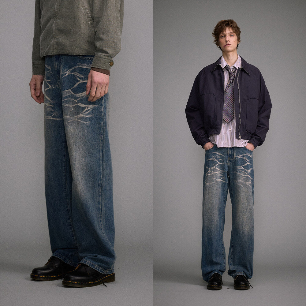 Washed Straight Jeans Men's Casual Long Pants Lootquake LLC