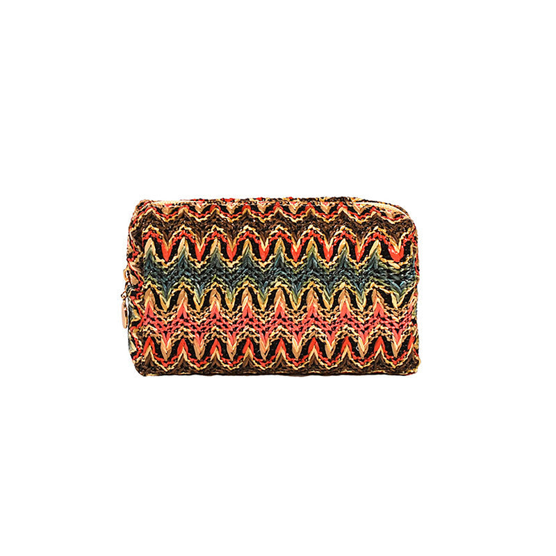Woven cosmetic bag, change lipstick storage bag, portable cosmetic bag retro m travel travel square bag small - SJB-DIAMOND ELITES