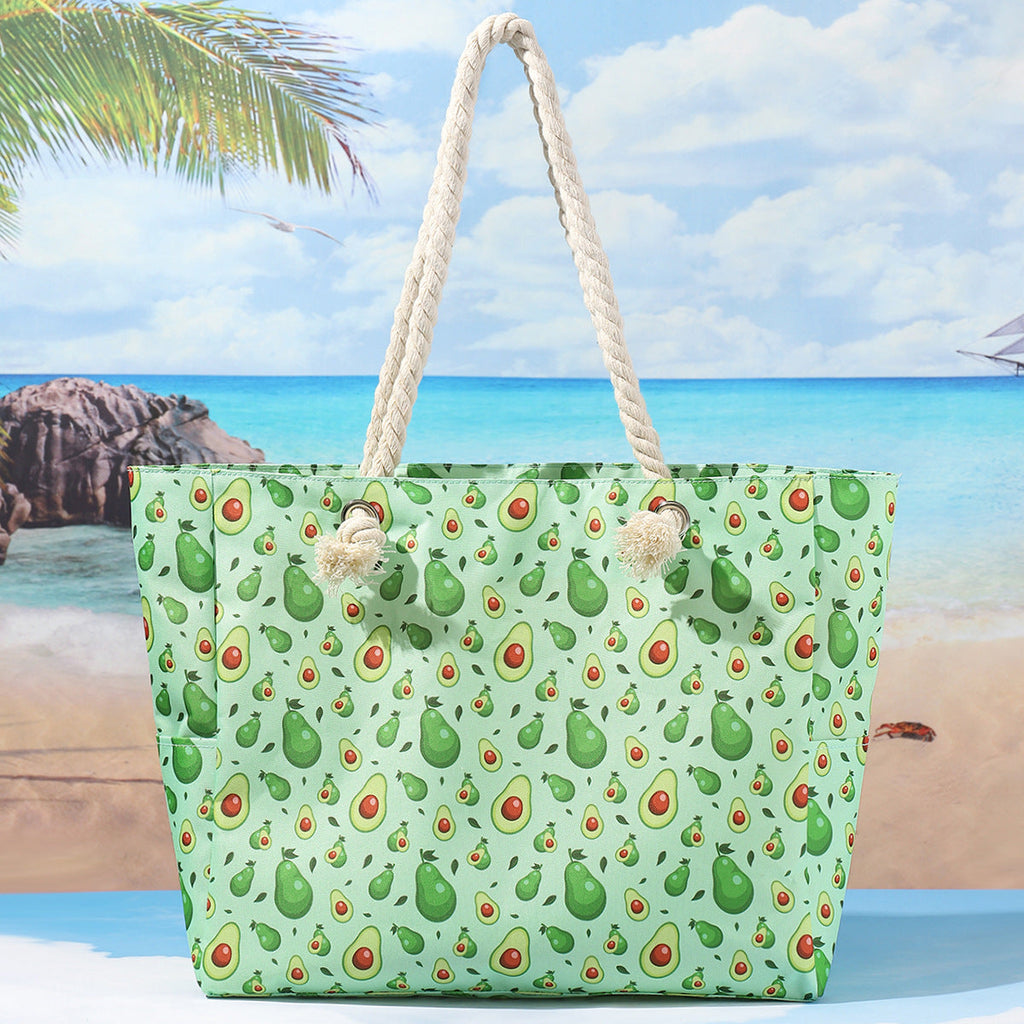 Printed beach bag, large capacity casual shoulder tote bag, simple fashion summer travel tote bag lightweight - SJB-DIAMOND ELITES