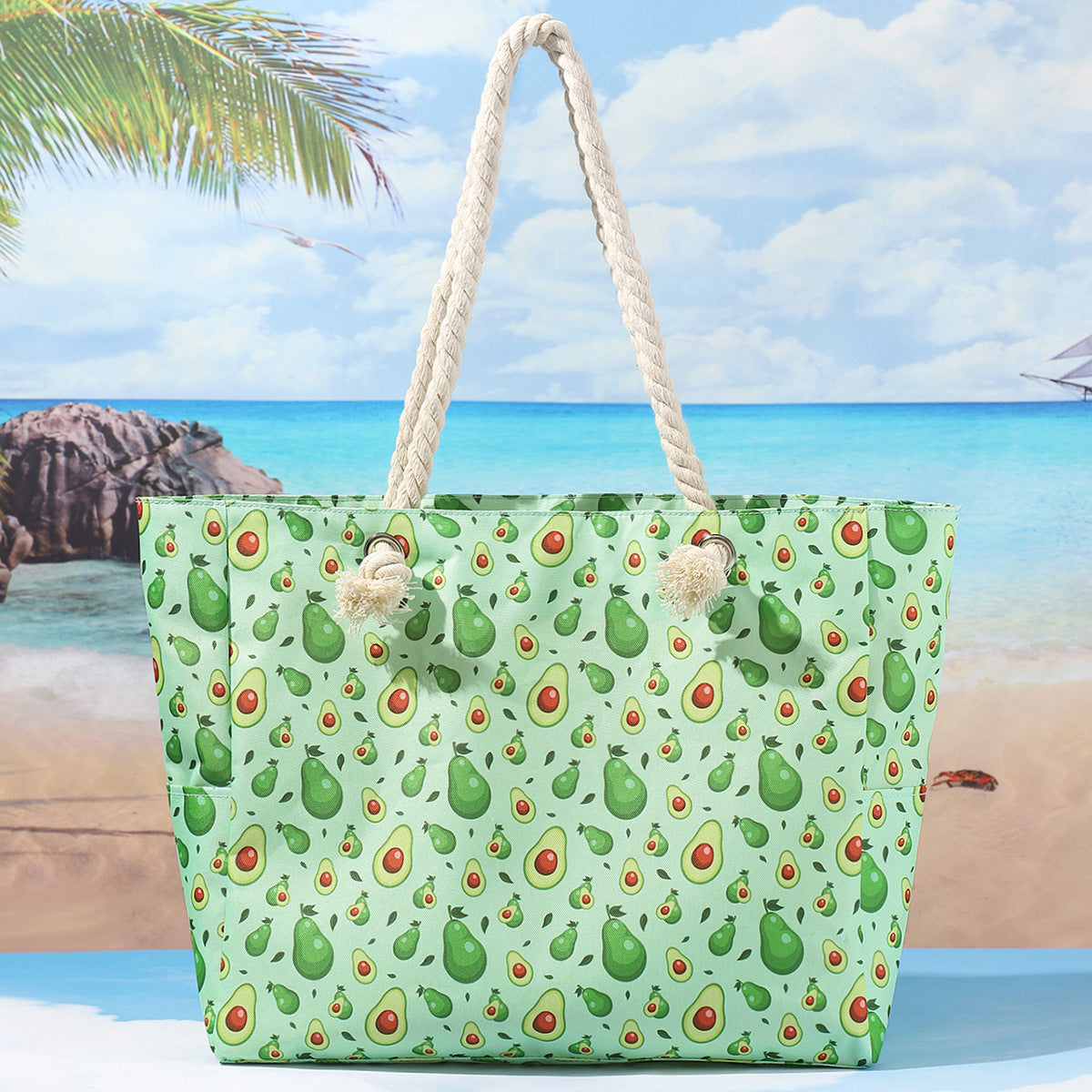 Printed beach bag, large capacity casual shoulder tote bag, simple fashion summer travel tote bag lightweight - SJB-DIAMOND ELITES