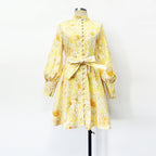 Belt Lantern Sleeve Holiday Swing Dress Lootquake LLC