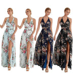 Halter Neck Open-Back Chiffon Dress