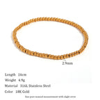Niche Vintage Stainless Steel Plated 18K Elastic Bead Bracelet Pi-Mart