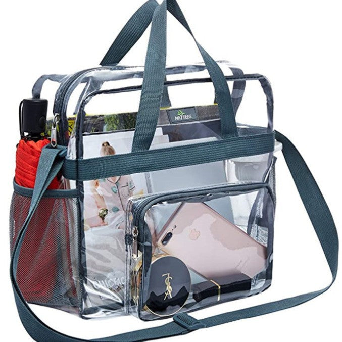 PVC transparent bag, tote bag large, portable travel storage bag for men and women, clear bag for stadium events - SJB-DIAMOND ELITES