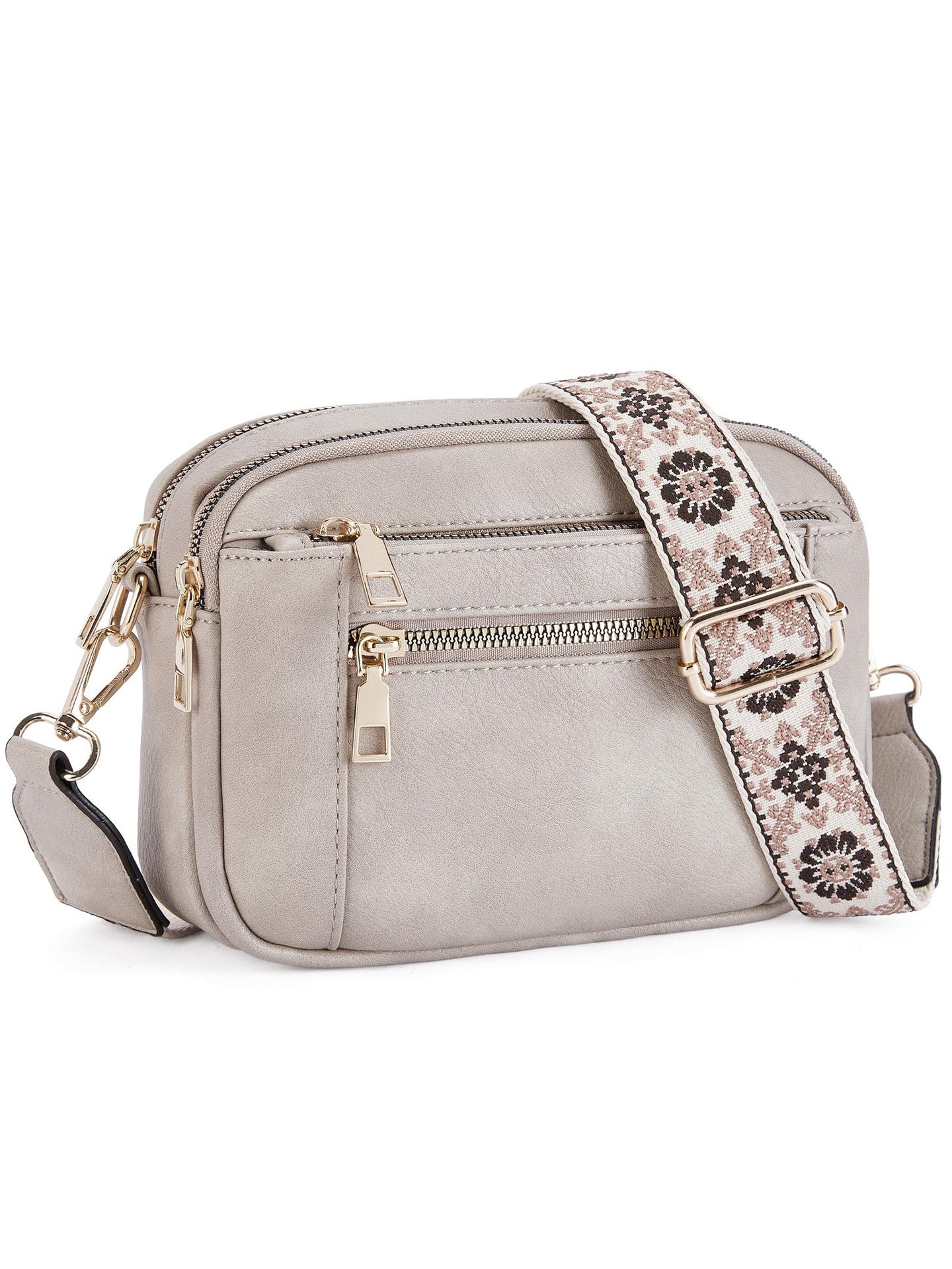 Small Crossbody Purse for Women Triple Zip, Color Matching Multifunctional Zipper Crossbody Bag, Small Square Bag PU Shoulder Bag, - SJB-DIAMOND ELITES