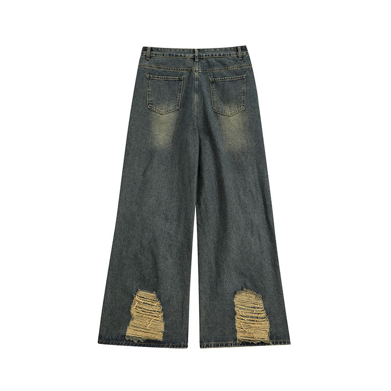 High Street Re-niche Deconstruction Tassel Hole Denim Men's Pants Lootquake LLC