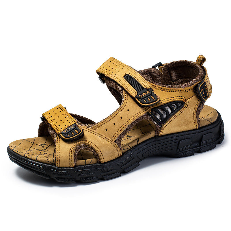 Men's Retro Casual Leather Sandals Outdoor Stylish Beach Pi-Mart