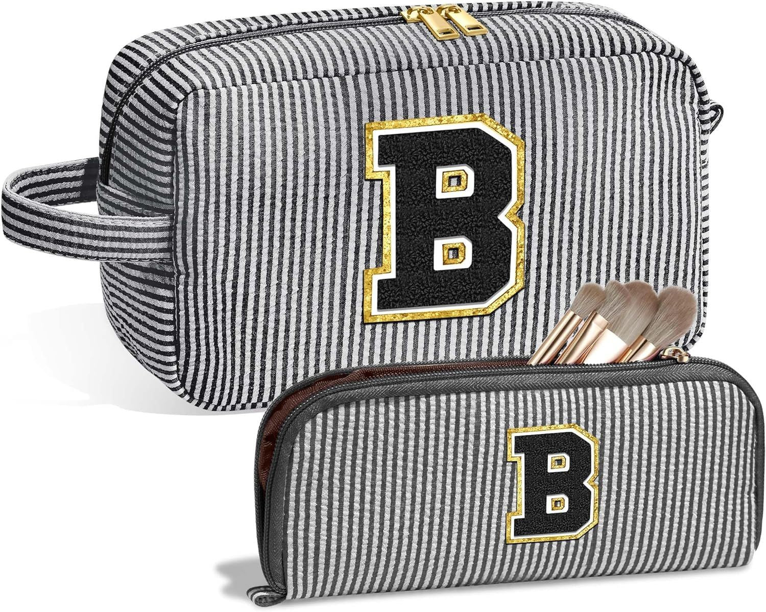 Travel Makeup Bag, Chenier Striped Makeup Bag, 2 in 1 lightweight makeup bags,Makeup bags, travel makeup bags,Makeup bag organizers,Makeup bags, small - SJB-DIAMOND ELITES