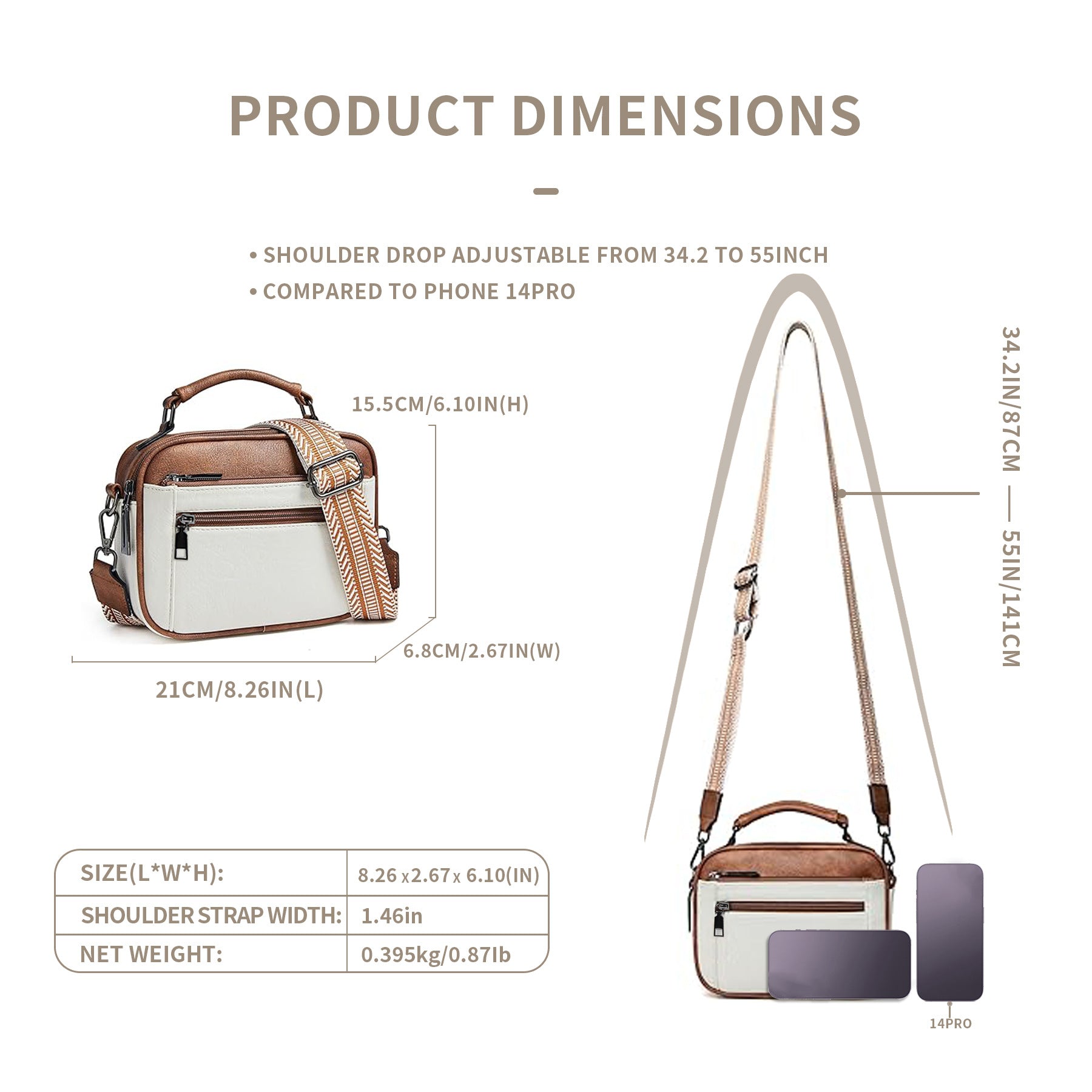 Color matching multifunctional zipper messenger bag, small crossbody square bag, PU shoulder bag adjustment shoulder strap, Crossover Shoulder Bag,Small Crossbody Purse for Women Triple Zip, - SJB-DIAMOND ELITES