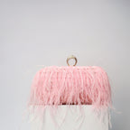 Elegant Ostrich Hair Ring Box – Small Square Bag with Chain Crossbody Shoulder Velvet Evening Clutch Purse, Perfect for Dinner, Casual Outings, Party Events, and Prom Nights - SJB-DIAMOND ELITES