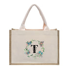 Cotton and linen canvas tote bag, printed letter tote bag, portable light handbag, gift shopping bag - SJB-DIAMOND ELITES
