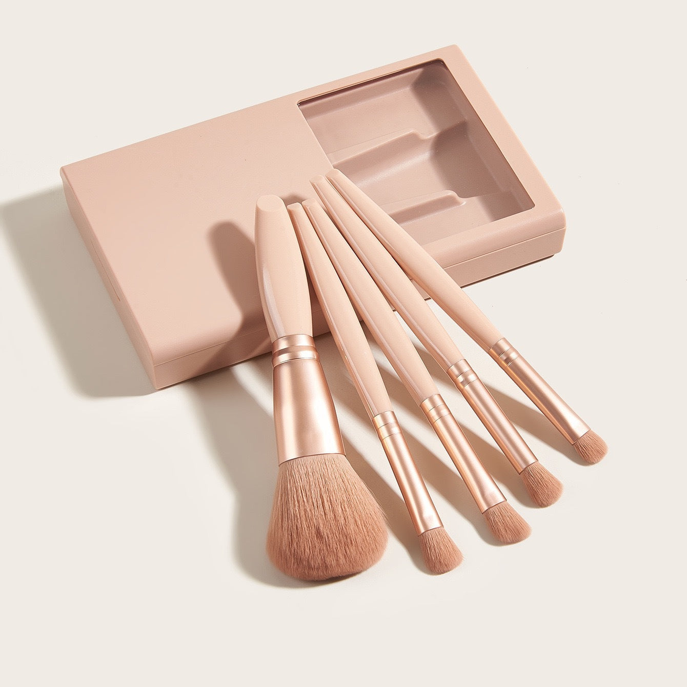 5 PCs Makeup Brushes With Mirror Travel Set Pi-Mart