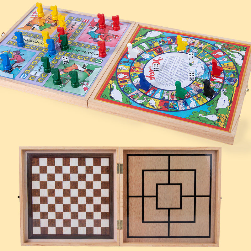 Four-in-one Foldable And Portable Storage Game Chess Box Set Pi-Mart