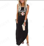 Dress Summer Dress Wide Shoulder Long Dress Fashion Slim Fit Long Dress Print Heart Patterned Long Casual Dress
