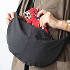 Nylon Bag, Women's Casual Bag, Wide Shoulder Strap Single Shoulder Crossbody Bag, Simple and Lightweight Moon Bag - SJB-DIAMOND ELITES