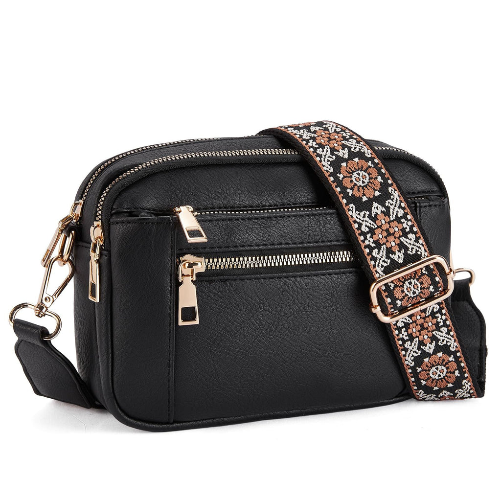Small Crossbody Purse for Women Triple Zip, Color Matching Multifunctional Zipper Crossbody Bag, Small Square Bag PU Shoulder Bag, - SJB-DIAMOND ELITES