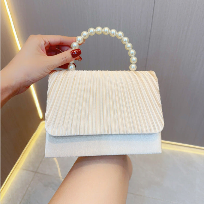 Women's Handheld Bag, Unique French Pleated Evening Dress Bag, Crossbody Handheld Banquet Bag - SJB-DIAMOND ELITES