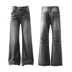 Loose Micro-flared Washed Distressed Lightning Jeans Lootquake LLC