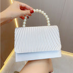 Women's Handheld Bag, Unique French Pleated Evening Dress Bag, Crossbody Handheld Banquet Bag - SJB-DIAMOND ELITES