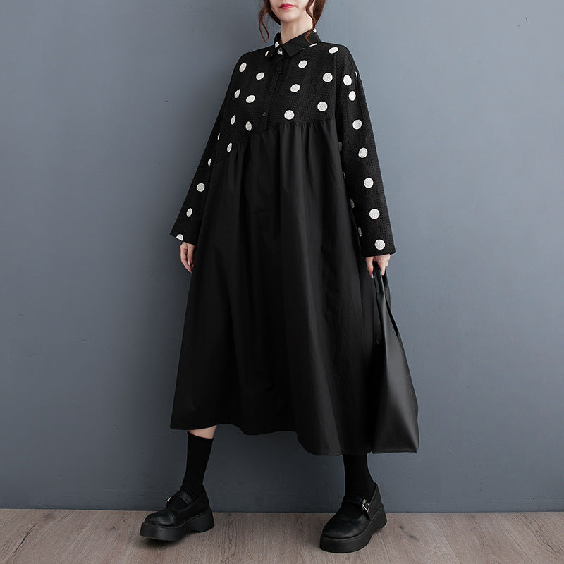 New Loose Plus Size Lace Printed Mid-length Artistic Retro Dress Lootquake LLC