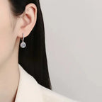 Diamond S925 Sterling Silver Round Bag Earrings