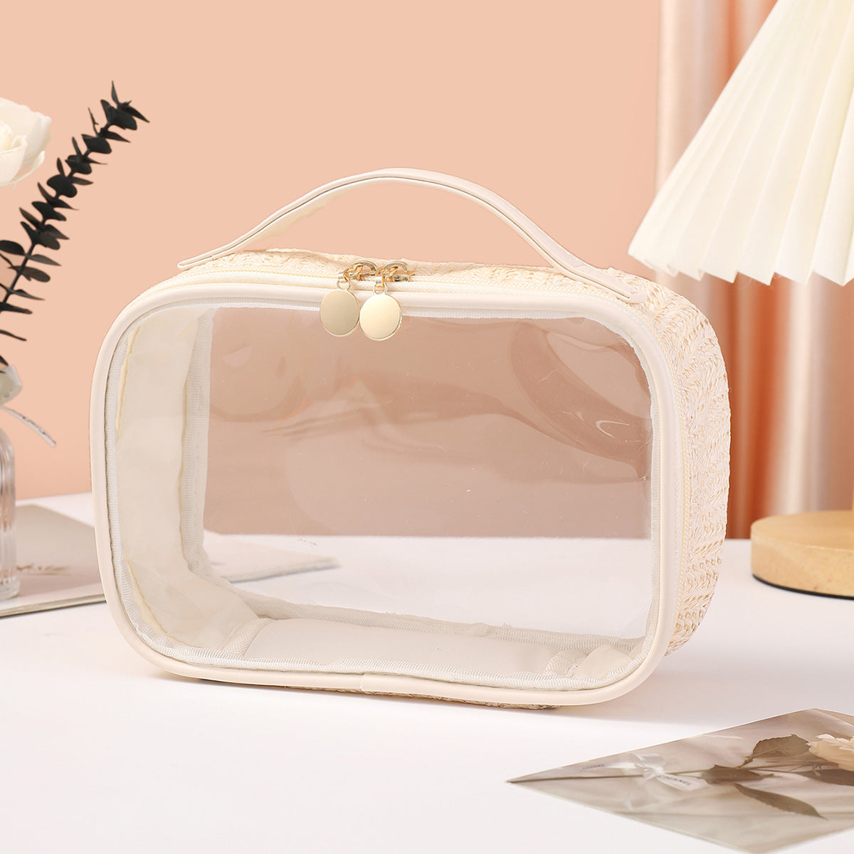 Ladies woven tote cosmetic bags, lightweight makeup bags,Business trip Transparent toiletries bag, Cosmetics storage bag, Transparent Cosmetic Bag, - SJB-DIAMOND ELITES