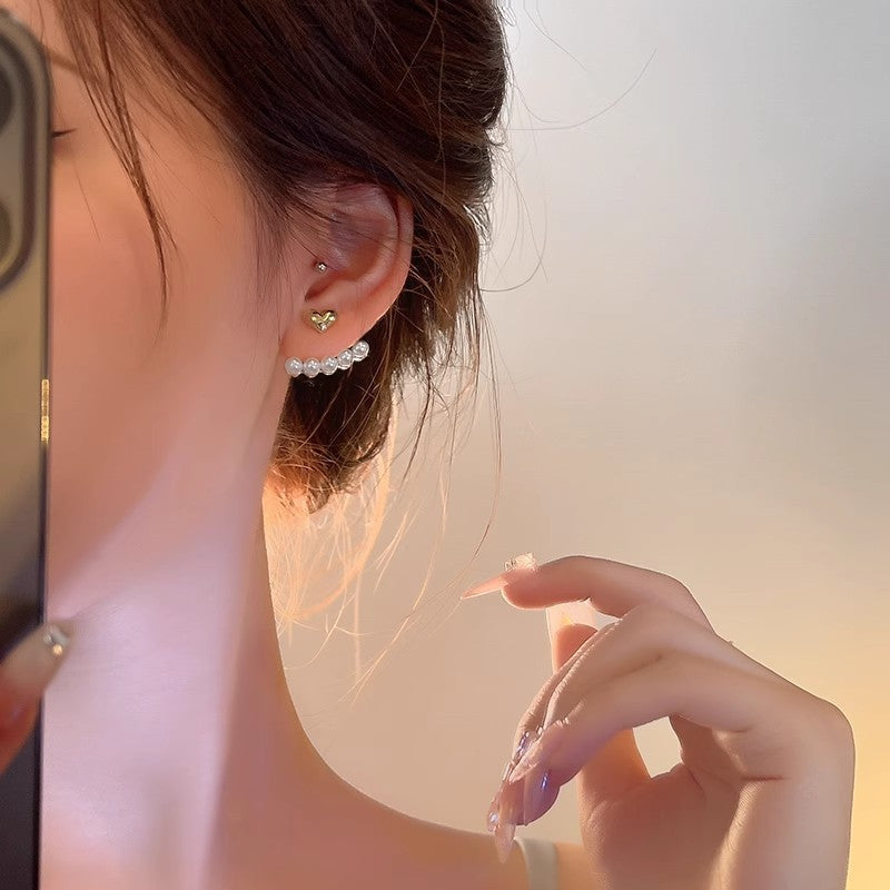 Silver Needle Small Pearl Stud Earrings Female Design Pi-Mart