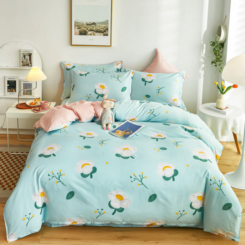 Cotton Duvet Cover One-piece Wholesale Pure Single Double Student Dormitory Bed Sheet Four-piece Set Pi-Mart