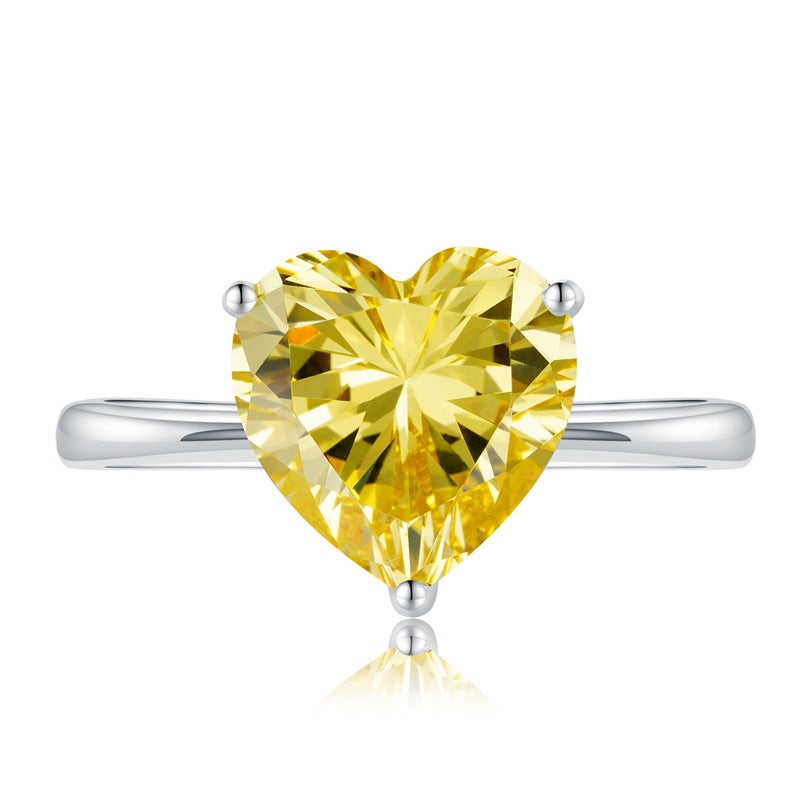 Simple Elegant S925 Silver 4 Karat Heart-shaped Ring Pi-Mart