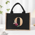 Cotton and linen canvas tote bag, printed letter tote bag, portable light handbag, gift shopping bag - SJB-DIAMOND ELITES