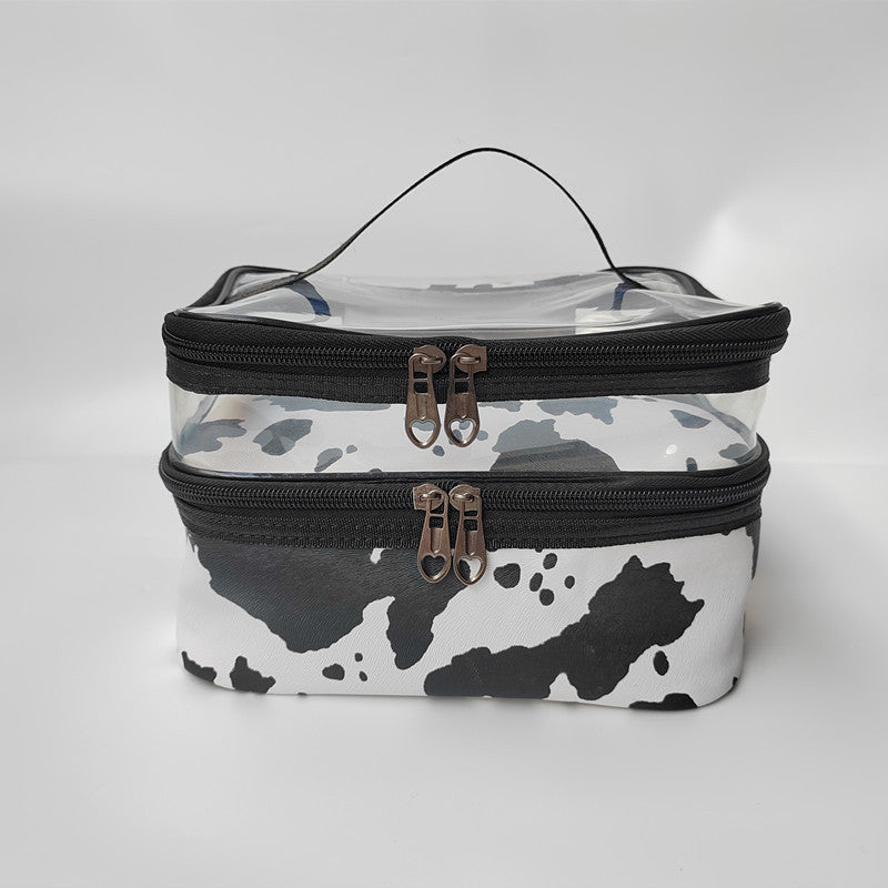 Multifunctional double-layer cosmetic bag, transparent storage bag, travel portable tote bag, large-capacity waterproof toilet bag - SJB-DIAMOND ELITES