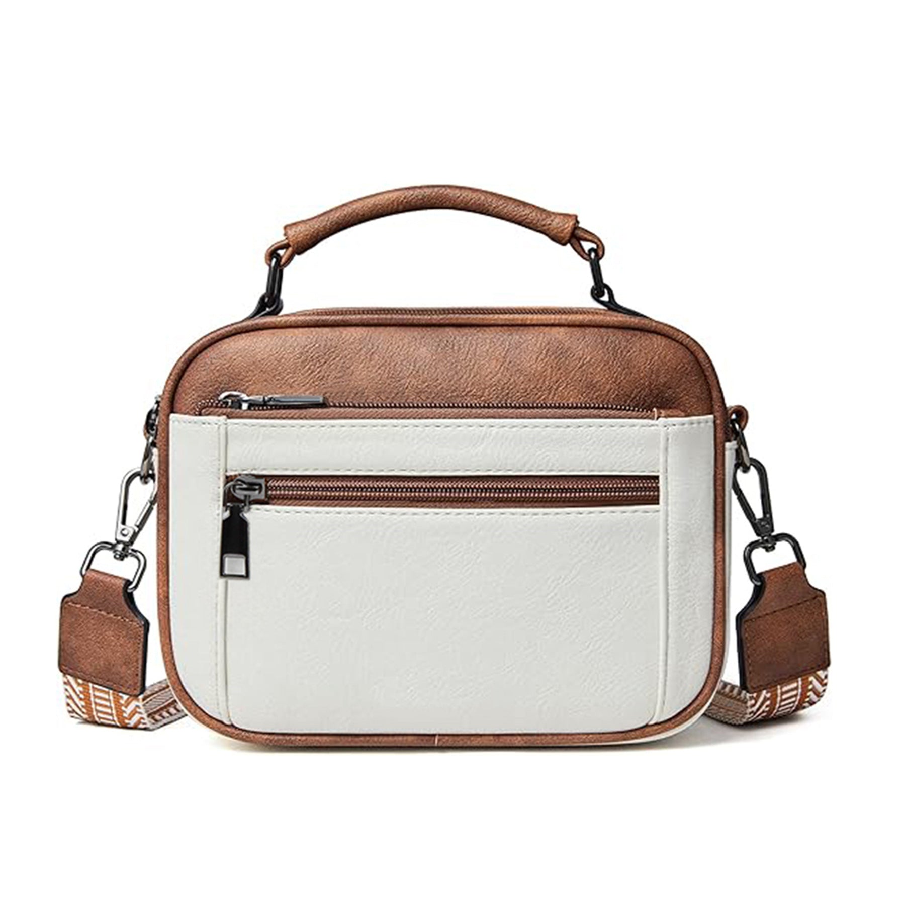 Color matching multifunctional zipper messenger bag, small crossbody square bag, PU shoulder bag adjustment shoulder strap, Crossover Shoulder Bag,Small Crossbody Purse for Women Triple Zip, - SJB-DIAMOND ELITES