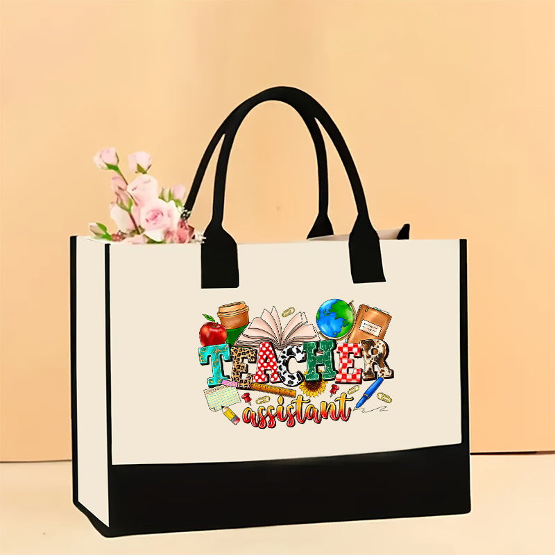 Canvas tote bag, large capacity printed tote bag women's, fashionable waterproof portable shopping bag - SJB-DIAMOND ELITES