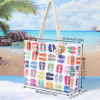 Printed beach bag, large capacity casual shoulder tote bag, simple fashion summer travel tote bag lightweight - SJB-DIAMOND ELITES