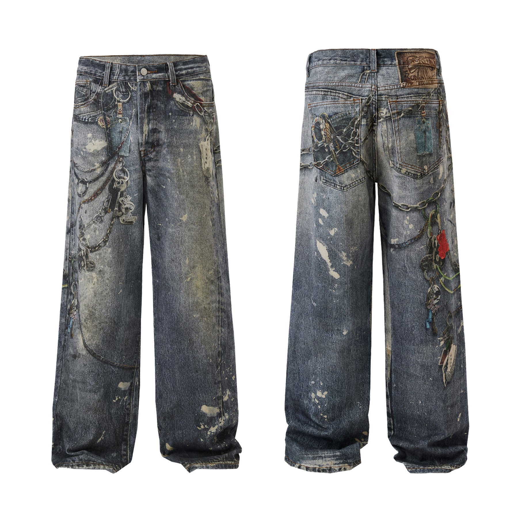 Printed Jeans Men's Loose Straight Personality All-match Lootquake LLC