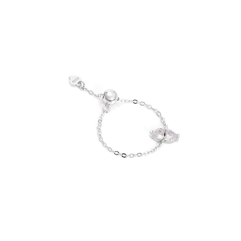 925 Sterling Silver Color December Birthday Stretch Chain Ring Pi-Mart