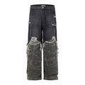Men's American High Street Stitched Camouflage Wide Leg Jeans Lootquake LLC