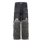 Men's American High Street Stitched Camouflage Wide Leg Jeans Lootquake LLC