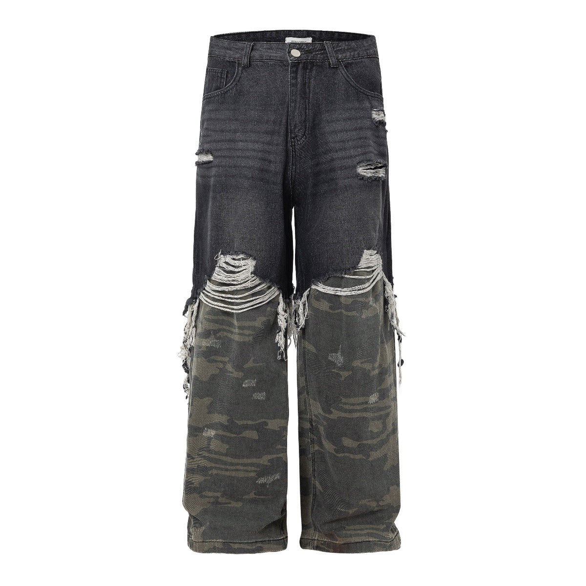 Men's American High Street Stitched Camouflage Wide Leg Jeans Lootquake LLC