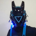 Punk mask round lights wing braids triangle lights music festival LED glow tech sense boy helmet Halloween - SJB-DIAMOND ELITES
