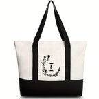 Canvas shoulder bag, large capacity letter print tote bag, women's fashion lightweight portable gift bag - SJB-DIAMOND ELITES